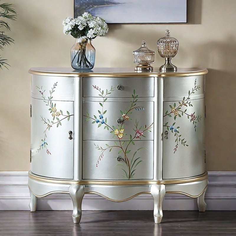 Hand-Painted European Accent Cabinet Sideboard