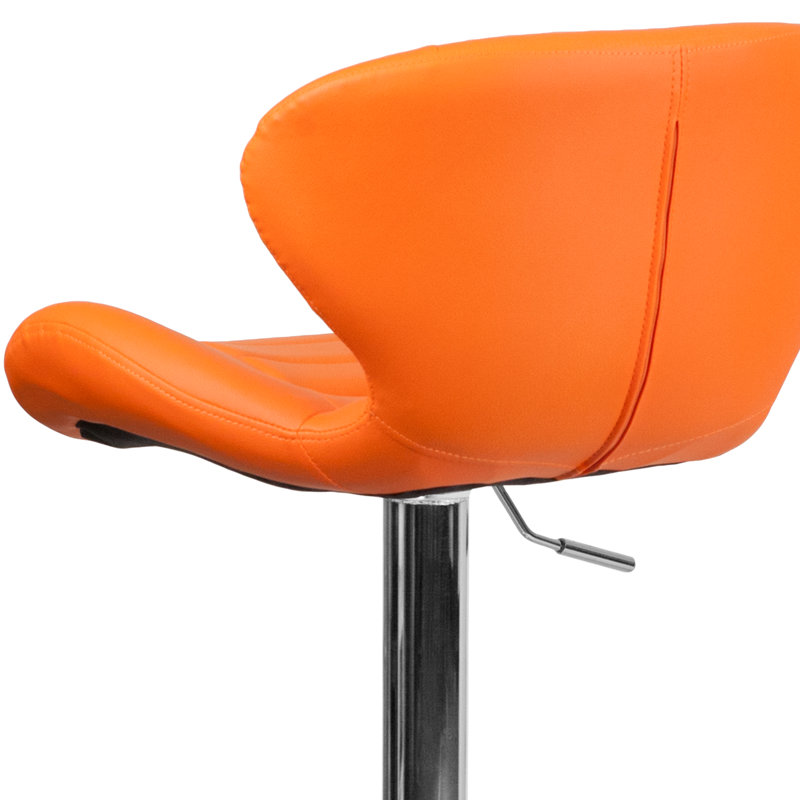 Tabouret de bar réglable en vinyle Guajardo, Orange