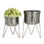 Ensemble de 2 pots d'intérieur et d'extérieur en métal avec support amovible-60663461
