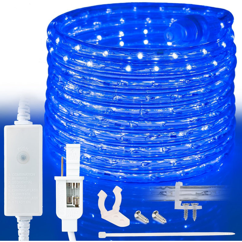 LED Rope Light w/ 8 Mode, Blue, 3600" L