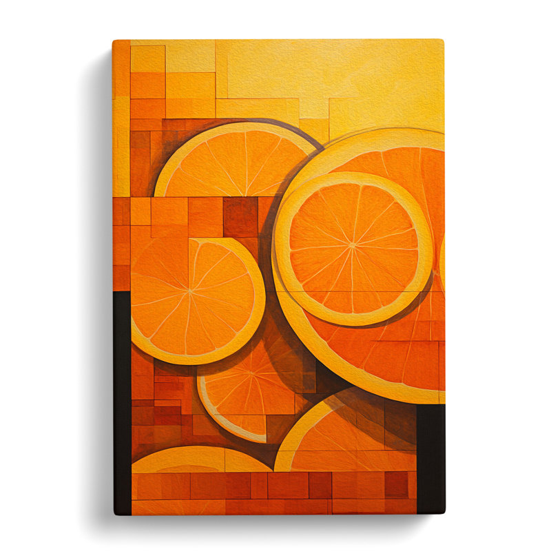 Sliced Orange Cubism - Wrapped Canvas, 76cm H x 50cm W x 3cm D