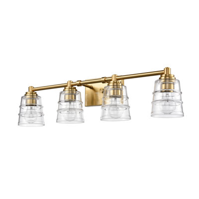 Éclairage pour salle de bain 4 lumières Pulsate 30,25 po de large - laiton satiné