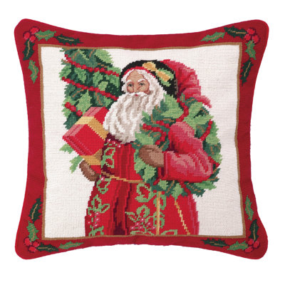 Holly Needlepoint Pillow