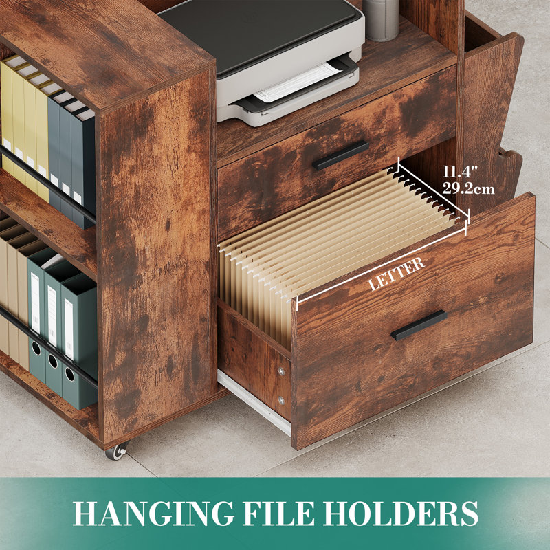 81cm Wide 2 -Drawer Mobile File Cabinet, Brown