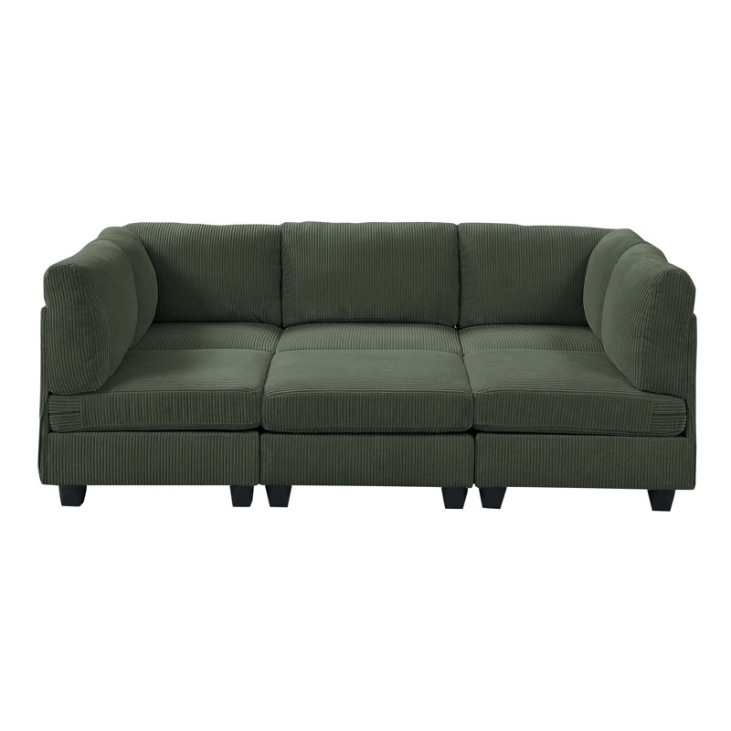 Corduroy Sectional Reversible, Dark Green