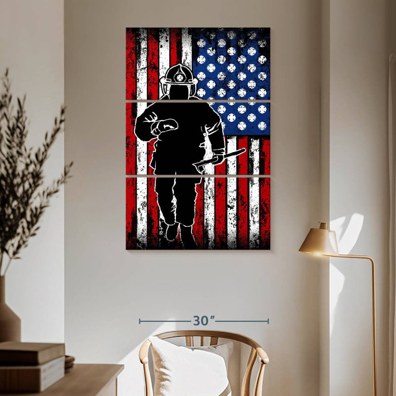 Lelar Grunge American Firefighter, 65'' H x 42'' W