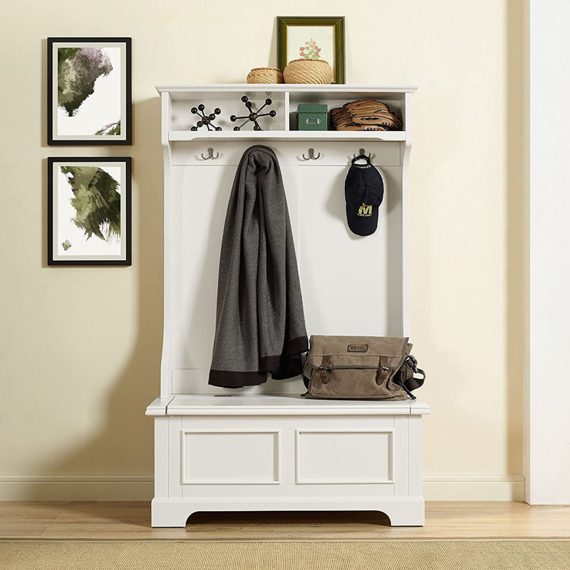 Tamson Hall Tree 40'' Wide with Bench, White