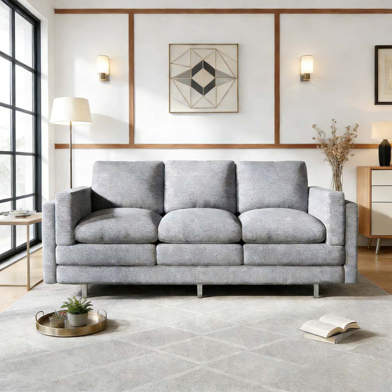 Canapé rembourré 79,5 po, Gris clair