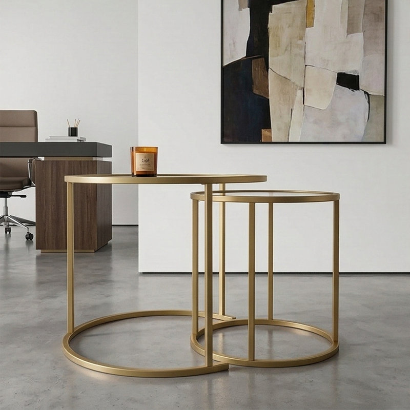 Ensemble de 2 tables basses Modern Modern, Bronze, Doré