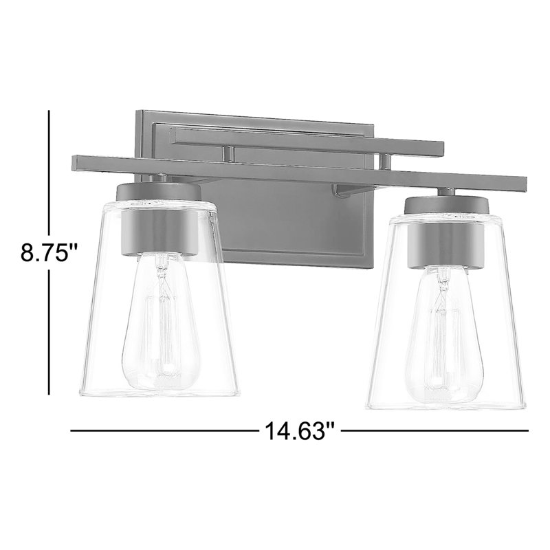 Luminaire à 2 lumières à intensité variable pour meuble-lavabo Averi, Nickel satiné