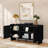 Modern TV Stand/Sideboard, 2 Door with Middle Shelf  (59 x 16 x 30in), Black-282875177-282875156