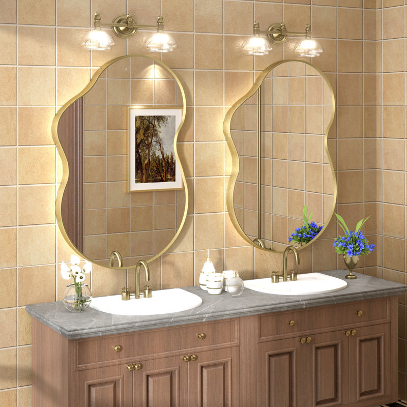 Miroir mural Amara, 36 po x 24 po, Or brossé