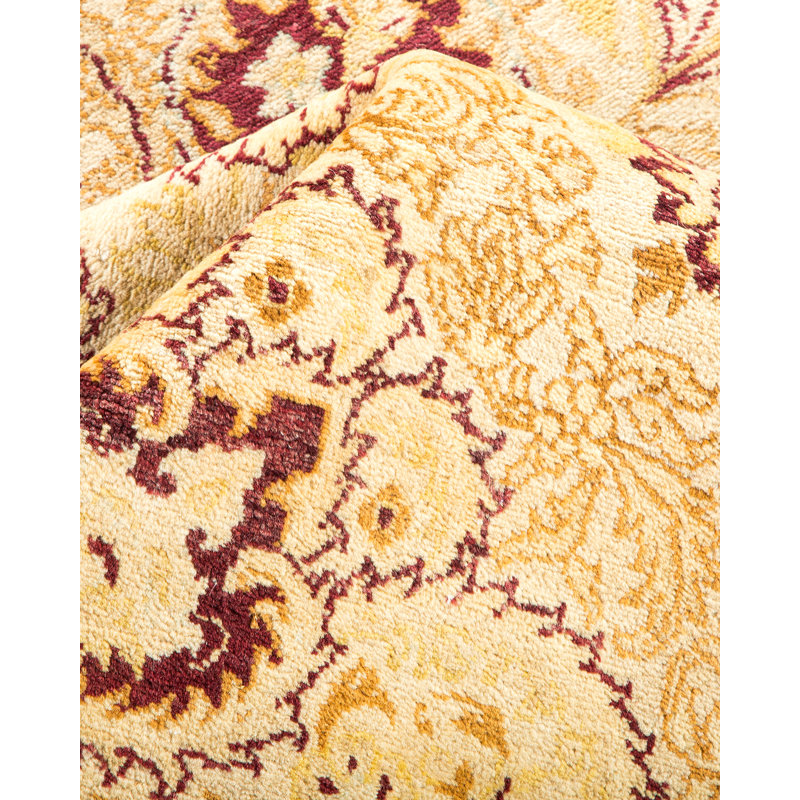 Tapis sable unique noué à la main de conception unique 6 pi 2 po x 9 pi 4 po Keller