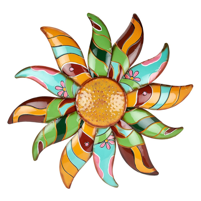 Laureano Metal Talavera Style Sun Shaped Indoor/Outdoor Wall Decor