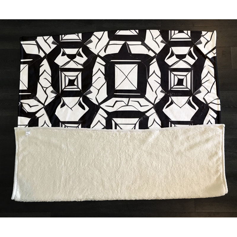 Throw Blanket, 51" W x 60" L, Geometric Shapes/Abstract, Black/White