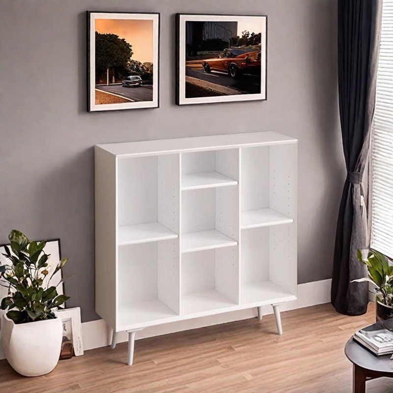 Une bibliothèque rétro et accrocheuse, (4 tablettes) H 33,4 po x l 31,4 po x P 12,5 po, Blanc