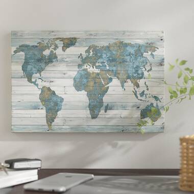 World Map on Wood by Jamie Macdowell - Print