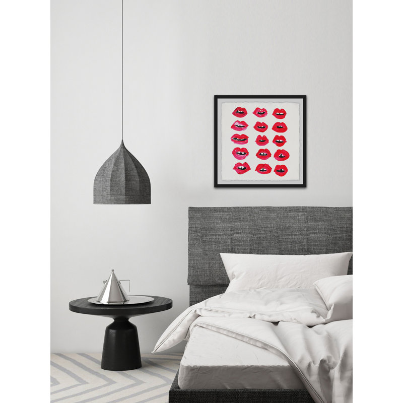 « lèvre rows », reproduction de peinture à l’acrylique encadrée, H 12 po x l 12 po