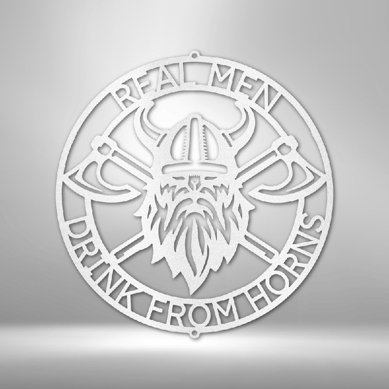 «Real Men» Bataille de hache avec plaque en acier découpée au laser thermolaquée pour la maison et le bureau Décoration murale en métal Plusieurs tailles et couleurs