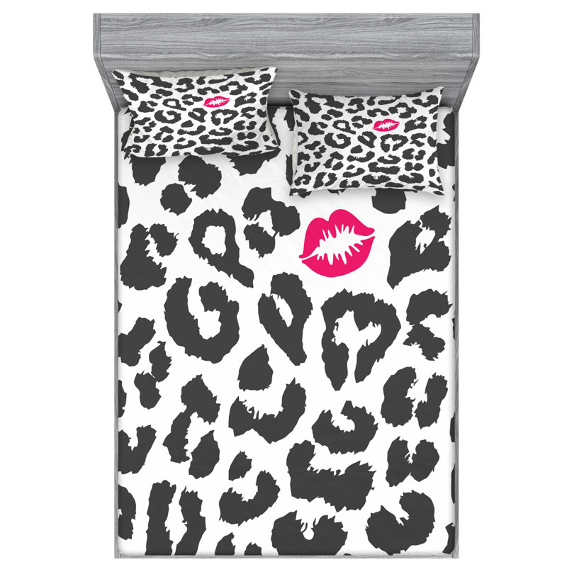 Microfiber Animal Print Sheet Set, Queen Sheet Set with Fitted Sheet