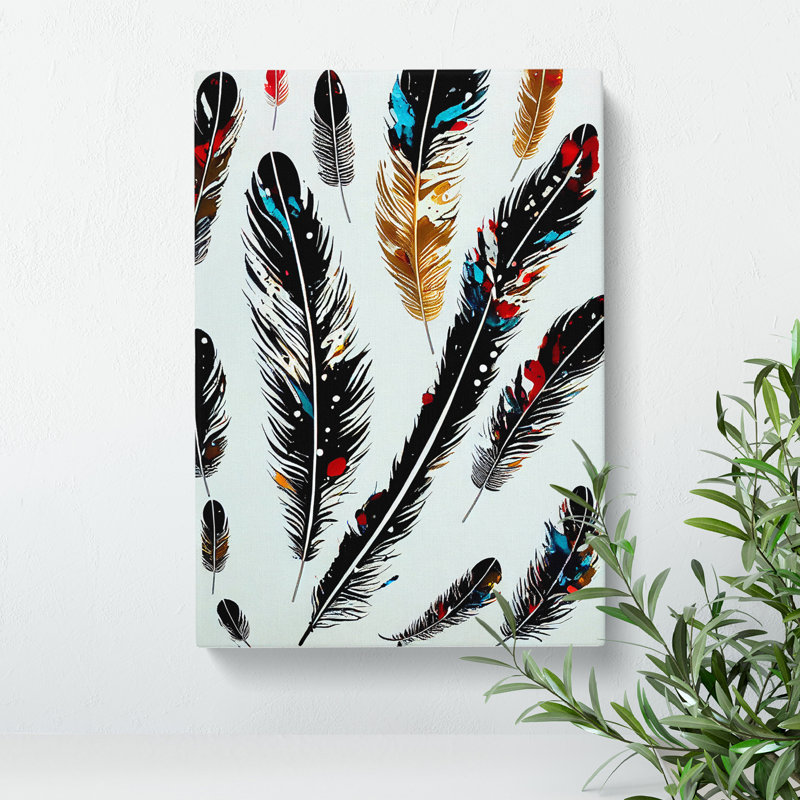 Collection Of Feathers - Wrapped Canvas, 60cm H x 40cm W