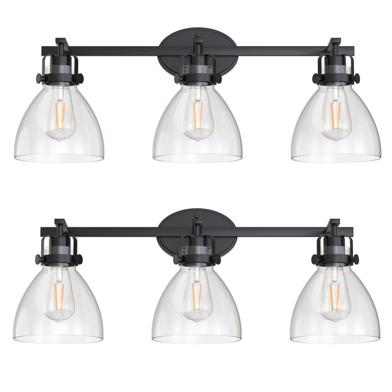 3-Light Bathroom Vanity Lights Matte Black