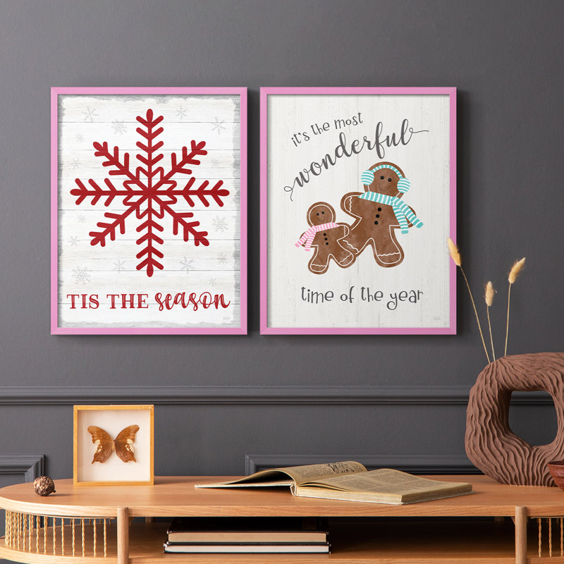 Tis the Season flocon de neige - reproduction encadrée de qualité supérieure - prête à être accrochée - aucun clou requis - aucun clou requis