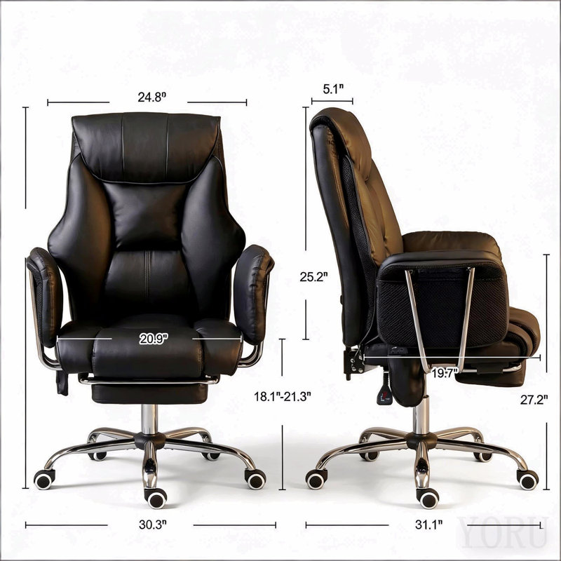 High Back Office Chair, Executive Desk Chair, Massage Office Chair (Only Includes Office Chair), Black
