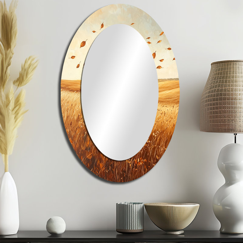 Miroir mural Windy Meadow Prairie Leaves I - Brun, 36 po x 24 po