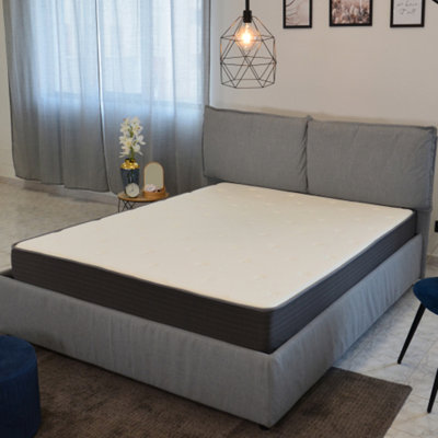 Pocket Spring Hybrid Mattress in a Box - Plush Gel Memory Foam, White/Gray