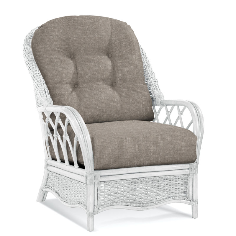 Chaise avec accoudoirs en rotin Everglade, Blanc givré, Performance de Crypton en pierre; 0884-83