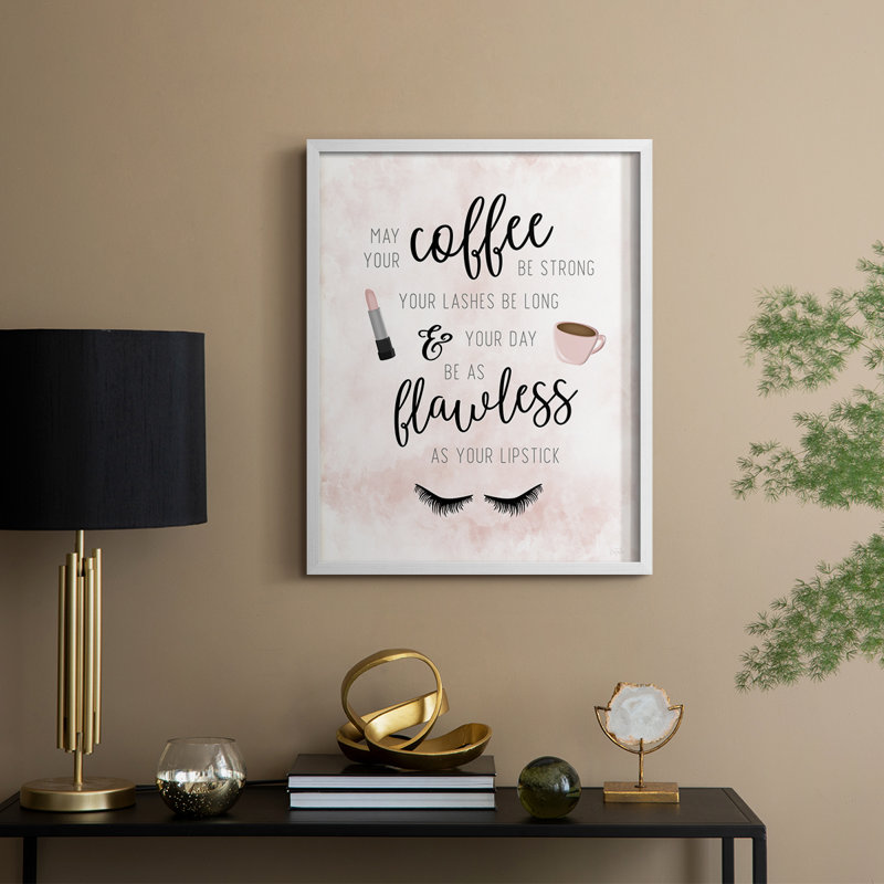 «May Your Coffee Be Strong», reproduction encadrée - bois massif, H 15 po x l 12 po, Blanc