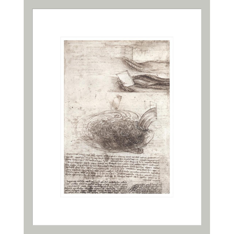 Dessin d'un tourbillon d'eau par Leonardo Da Vinci, impression giclée sur cadre, H 16,75 po x l 13,32 po