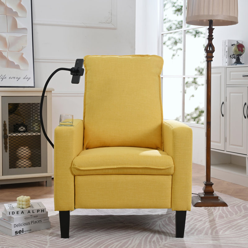 Manual Wing Chair Recliner, Yellow