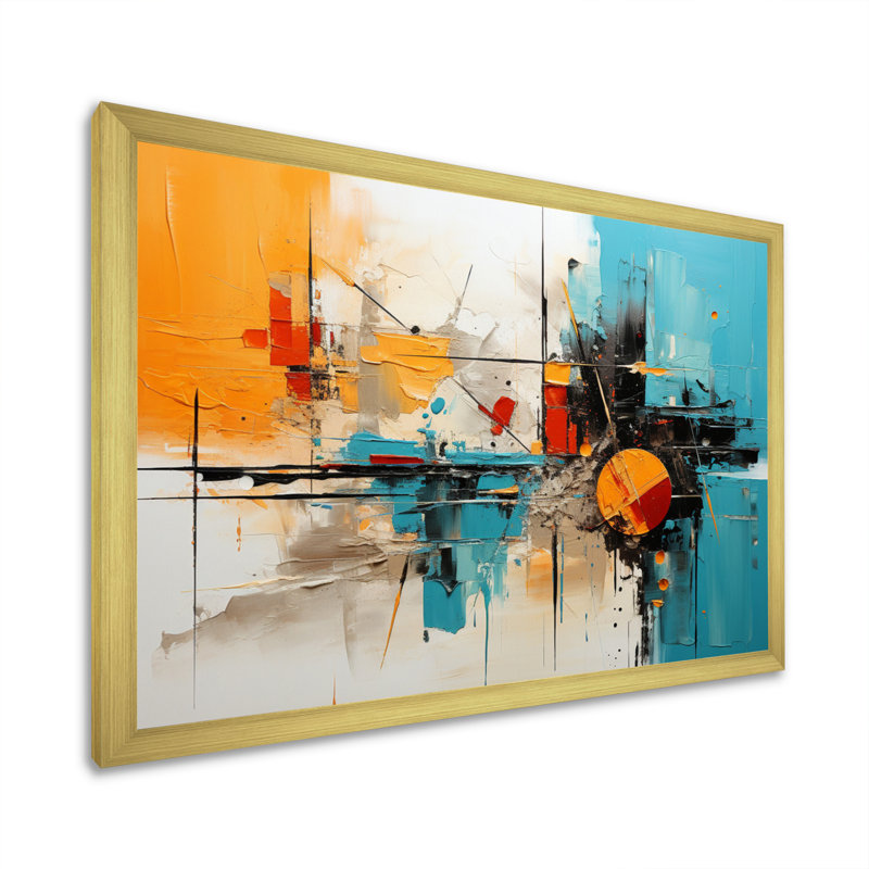 Collage Fusion V On Canvas Print, Gold Picture Framed, 16" H x 32" W x 1" D