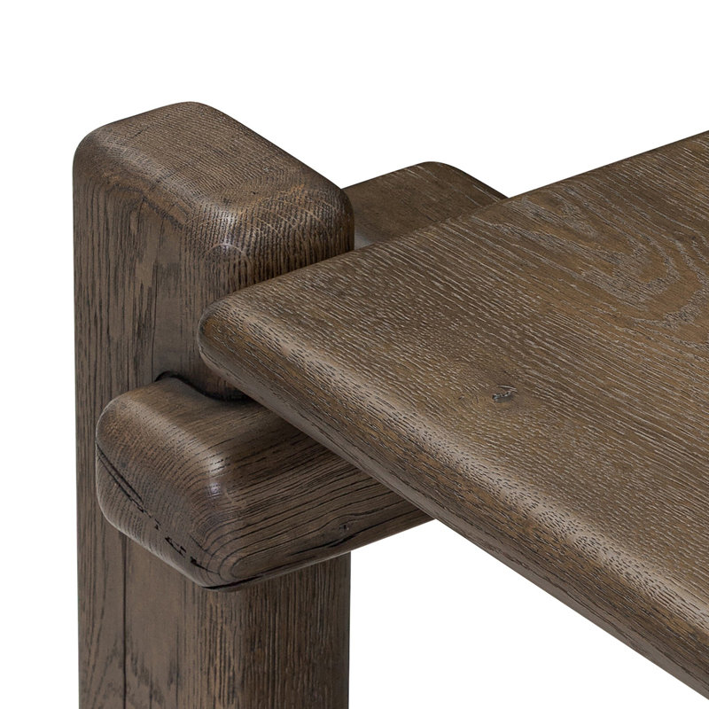 86.75 in. Solid Wood Console Table, 24" H x 86.75" W x 18.75" D, Gray Reclaimed French Oak