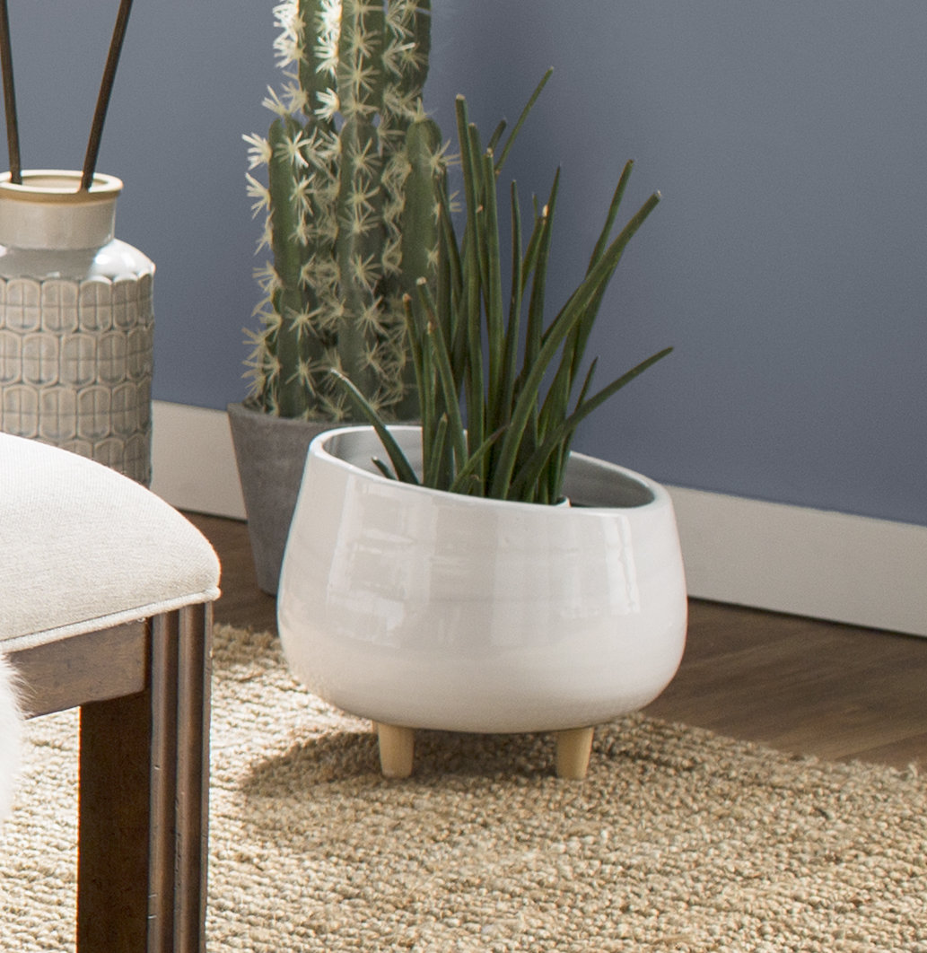 Keane Ceramic Pot Planter, 7.68" H x 12.4" W x 12.4" D
