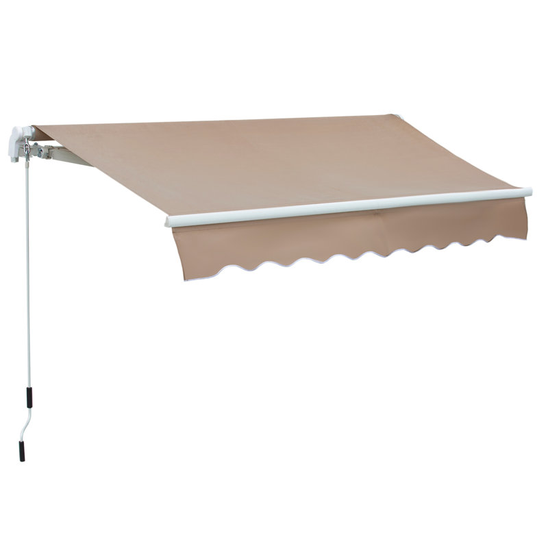 Patio Retractable Awning with Manual Crank, Exterior Sun Shade, Brown, 49.25" H x 78.75" W x 98.5" D