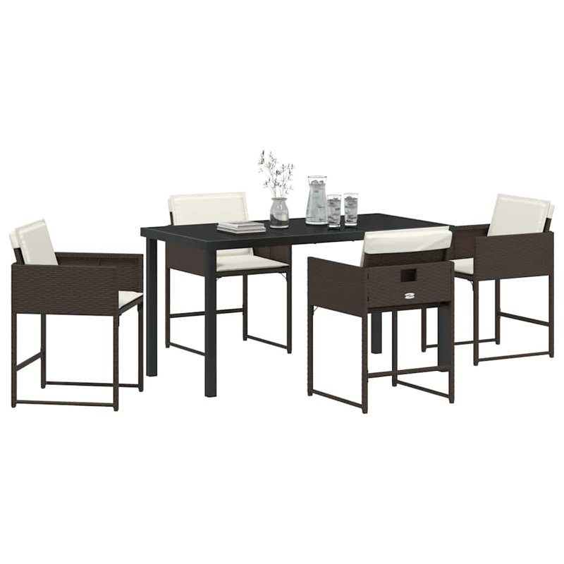 Garden Dining Set 5 Pcs Poly Rattan, Beige, Brown