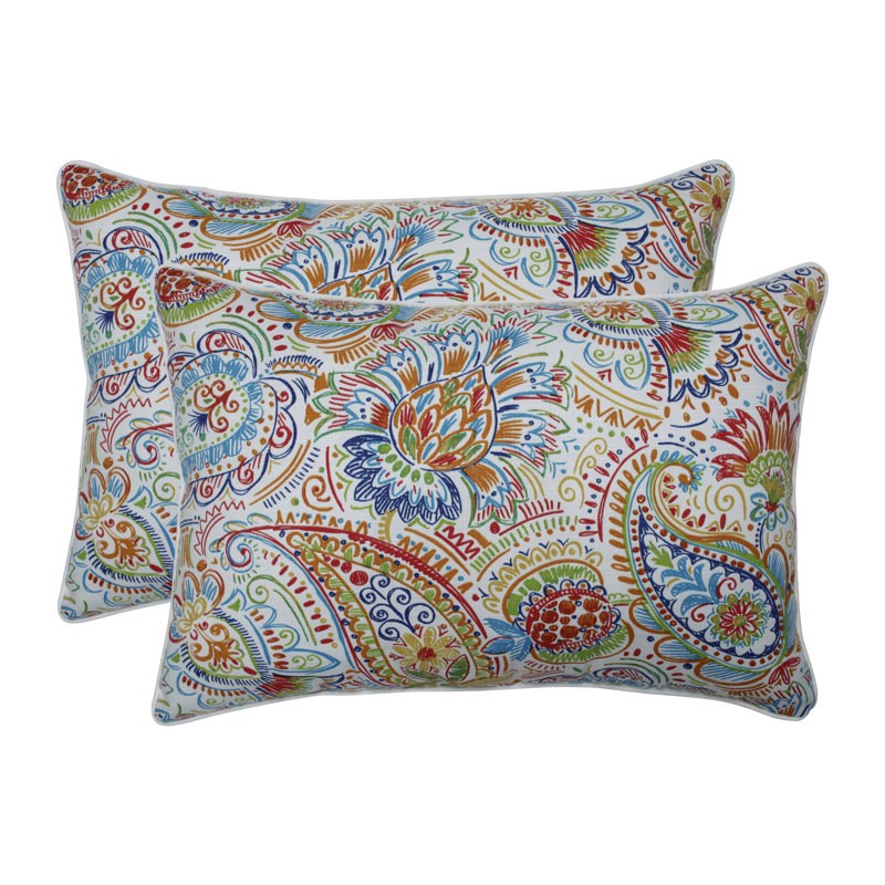 Paisley Outdoor Reversible Throw Pillow