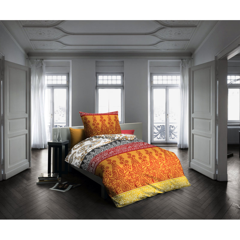 Milano 205 TC Duvet Cover Set, 155 x 220 cm - 1 Pillowcase (80 x 80 cm), Orange