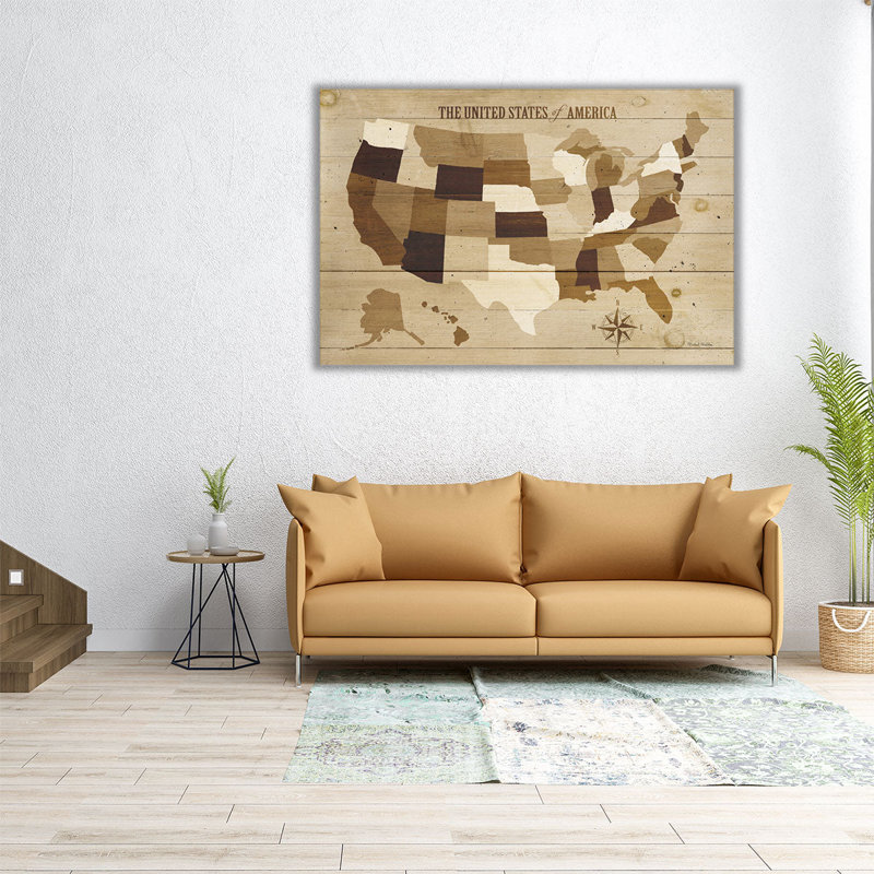 «USA Modern Vintage Wood», reproduction d'art sur toile, H 20 po x l 30 po