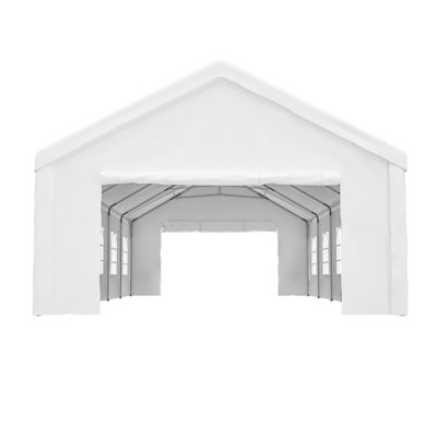 Heavy Duty 16X32 Carport Canopy, Quick Tool - Assembly, All Weather Shelter For Cars And Boats Portable Metal Garage With Removable Waterproof Cover & Sidewalls, Outdoor Cars, Trucks, Vehicles