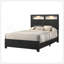Tête de lit à panneau très grand 1pc avec éclairage DEL, design incliné élégant, rangement supplémentaire, finition noire-115693426