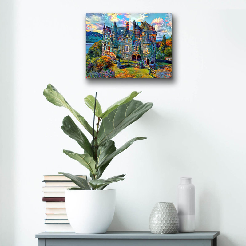 «Écosse Cove Knock Derry Castle» par Pedro Gavidia, art mural en verre acrylique, 16 po x 12 po, 16"x12"