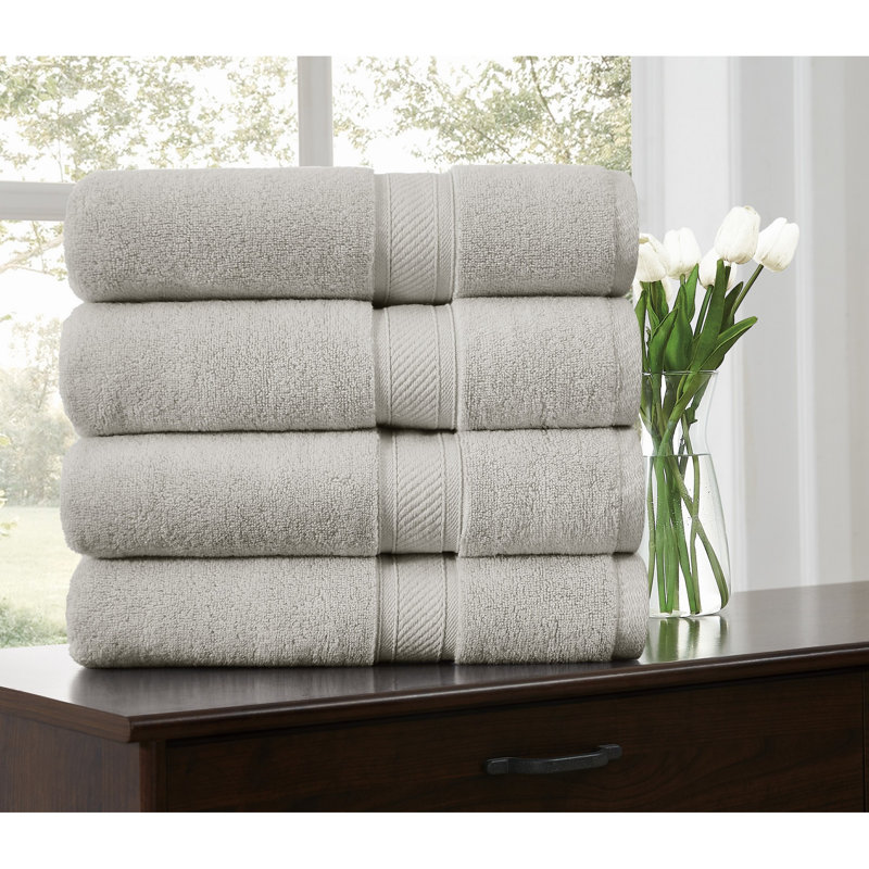  Regal Plush Towel Sets, Light Gray, Bath Towel - 4 Pack