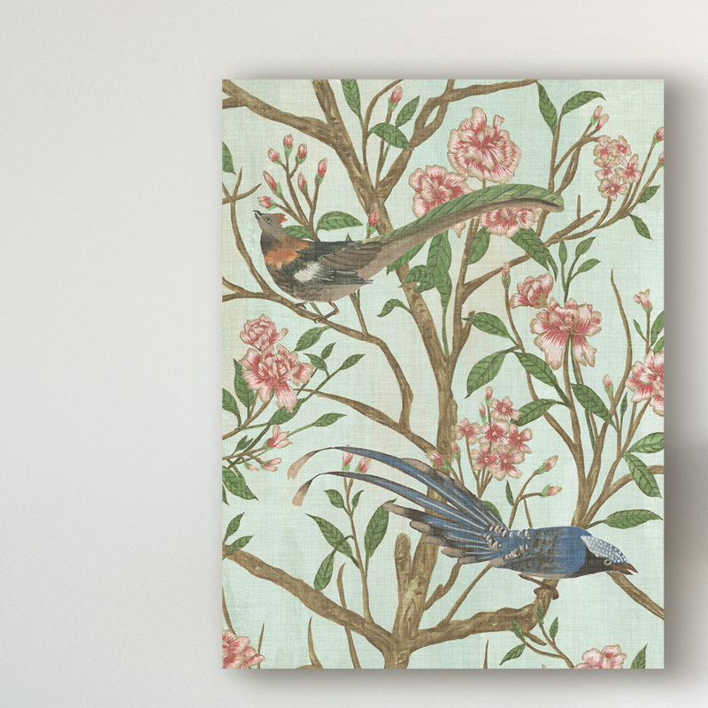 « délicat chinoiserie ii », peinture sur toile tendue, H 19 po x l 14 po x P 2 po