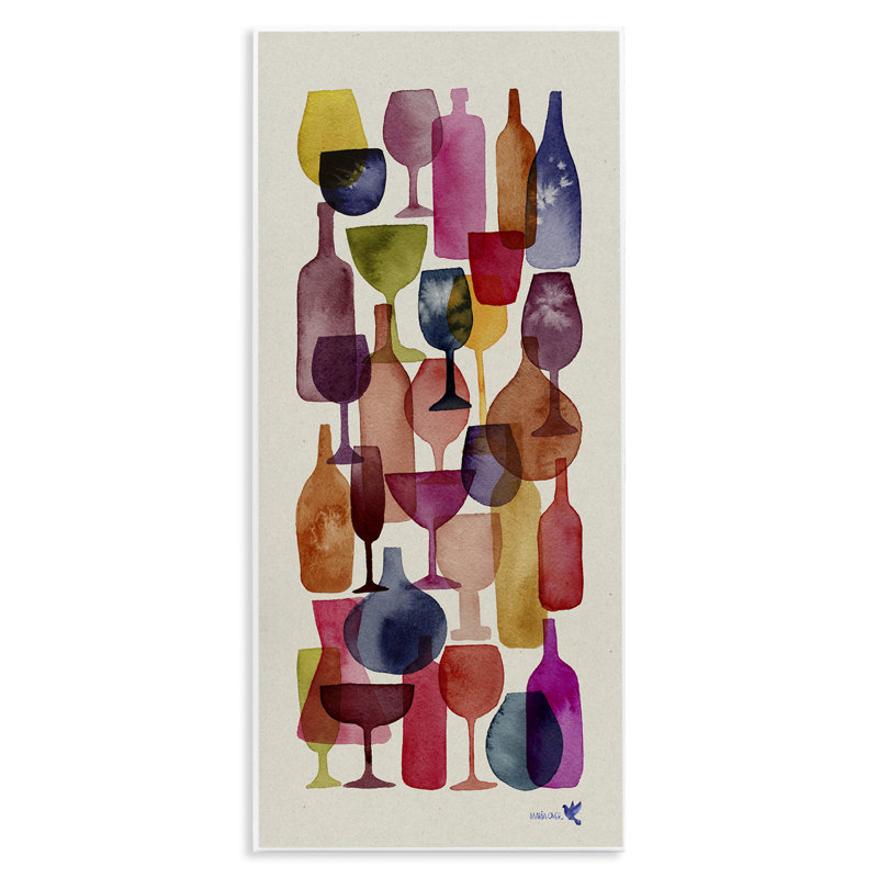«Stupell Industries Layered Wine Glasses», peinture sur bois par Maria Over-AW-370