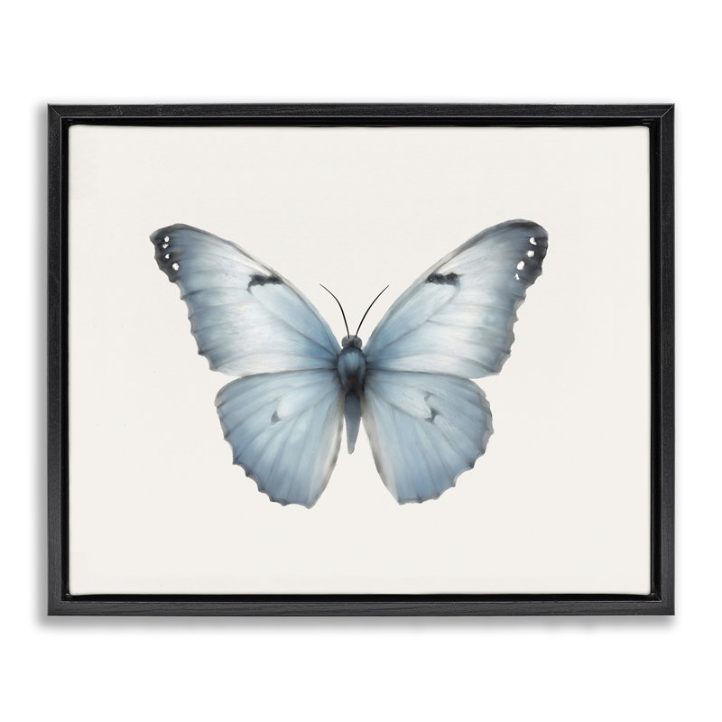 Art mural sur toile flottante bleue avec papillon symétrique bleu par Elizabeth Medley, Noir, noir, noir, noir