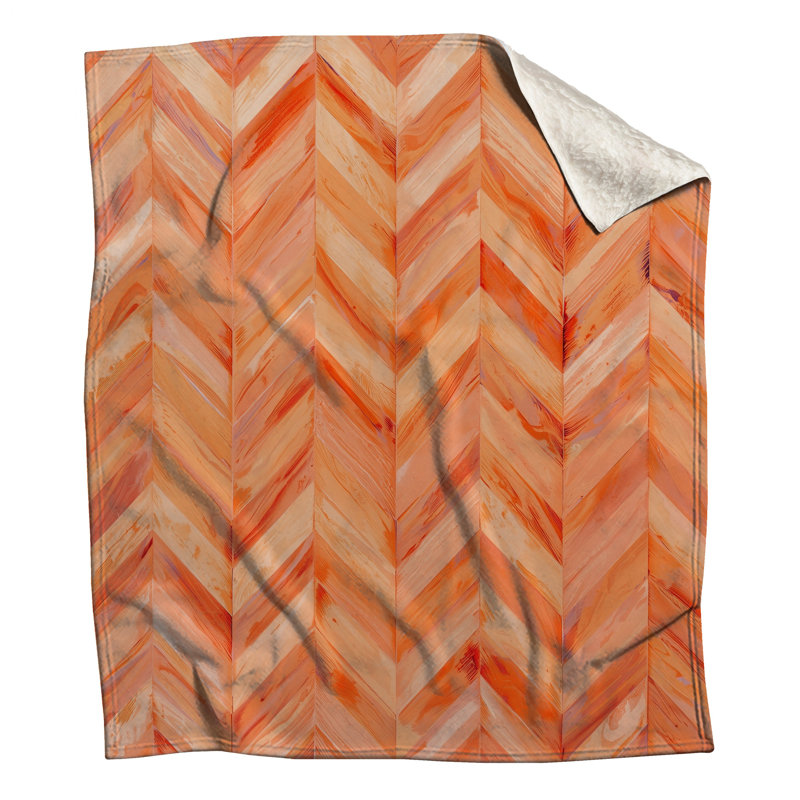 Couvertures à motif de chevrons orange, L 60 po x H 80 po